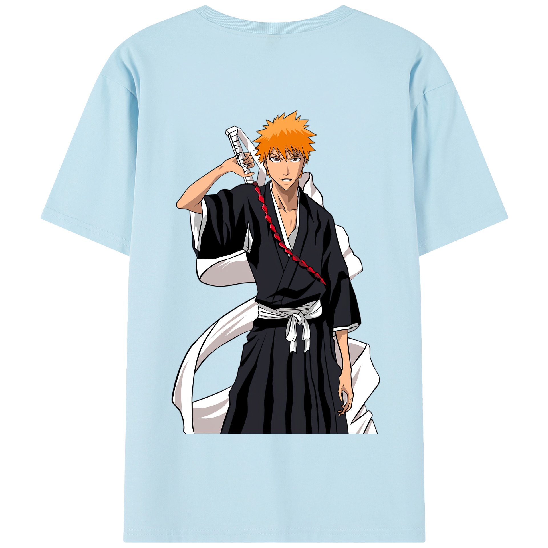 （画像用） ブリーチ 黒崎一護（くろさき いちご）BLEACH Kurosaki Ichigo 綿100％半袖Tシャツ（背面プリント）